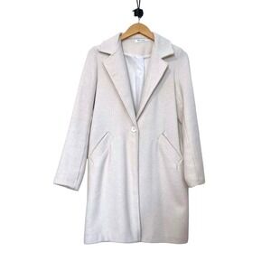 Italian Made Cream/ Ivory Twill Overcoat | Minimalist Classic | Fits Medium